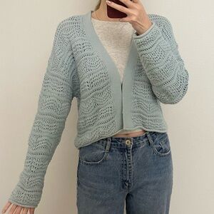 ZARA baby blue crochet cardigan